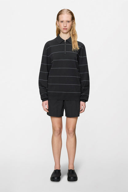 Striped Knit Long Sleeve Polo