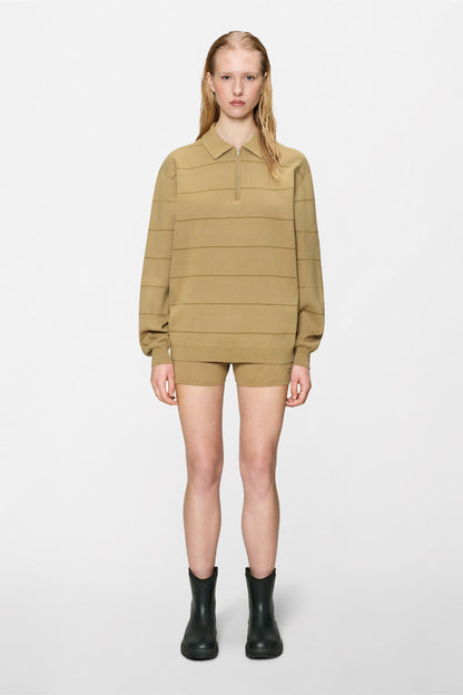 Striped Knit Long Sleeve Polo