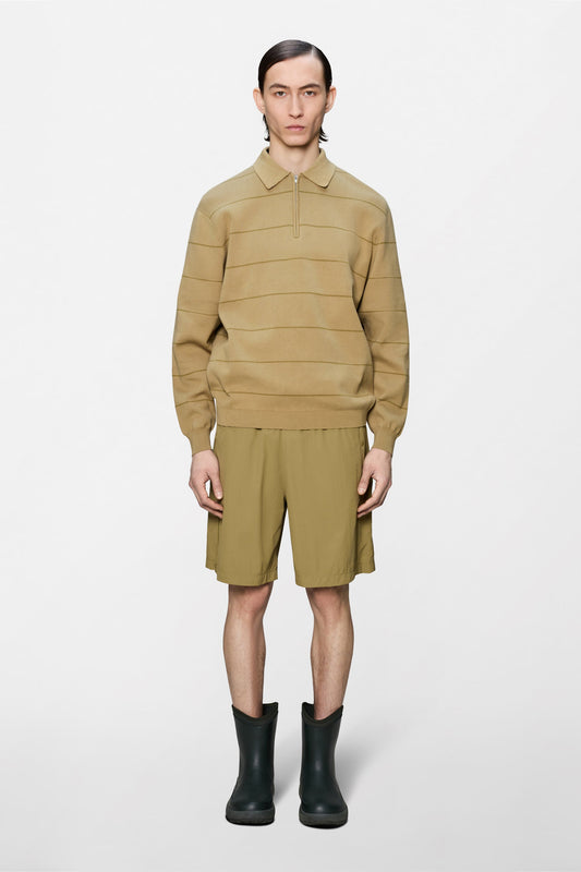 Striped Knit Long Sleeve Polo