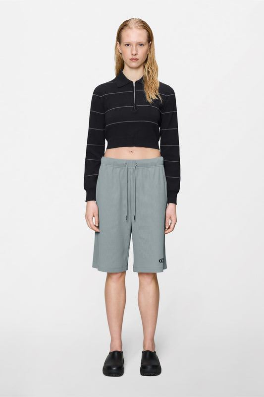 Striped Knit W Long Sleeve Polo