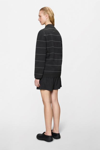 Striped Knit Long Sleeve Polo
