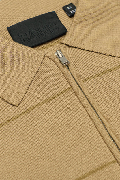 Striped Knit Long Sleeve Polo