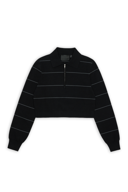 Striped Knit W Long Sleeve Polo