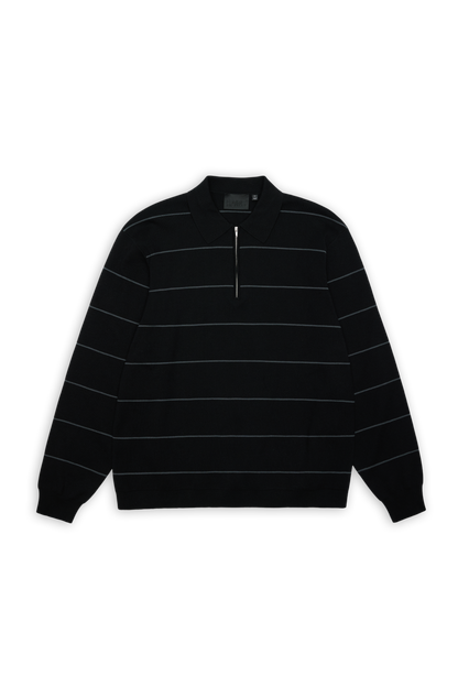 Striped Knit Long Sleeve Polo