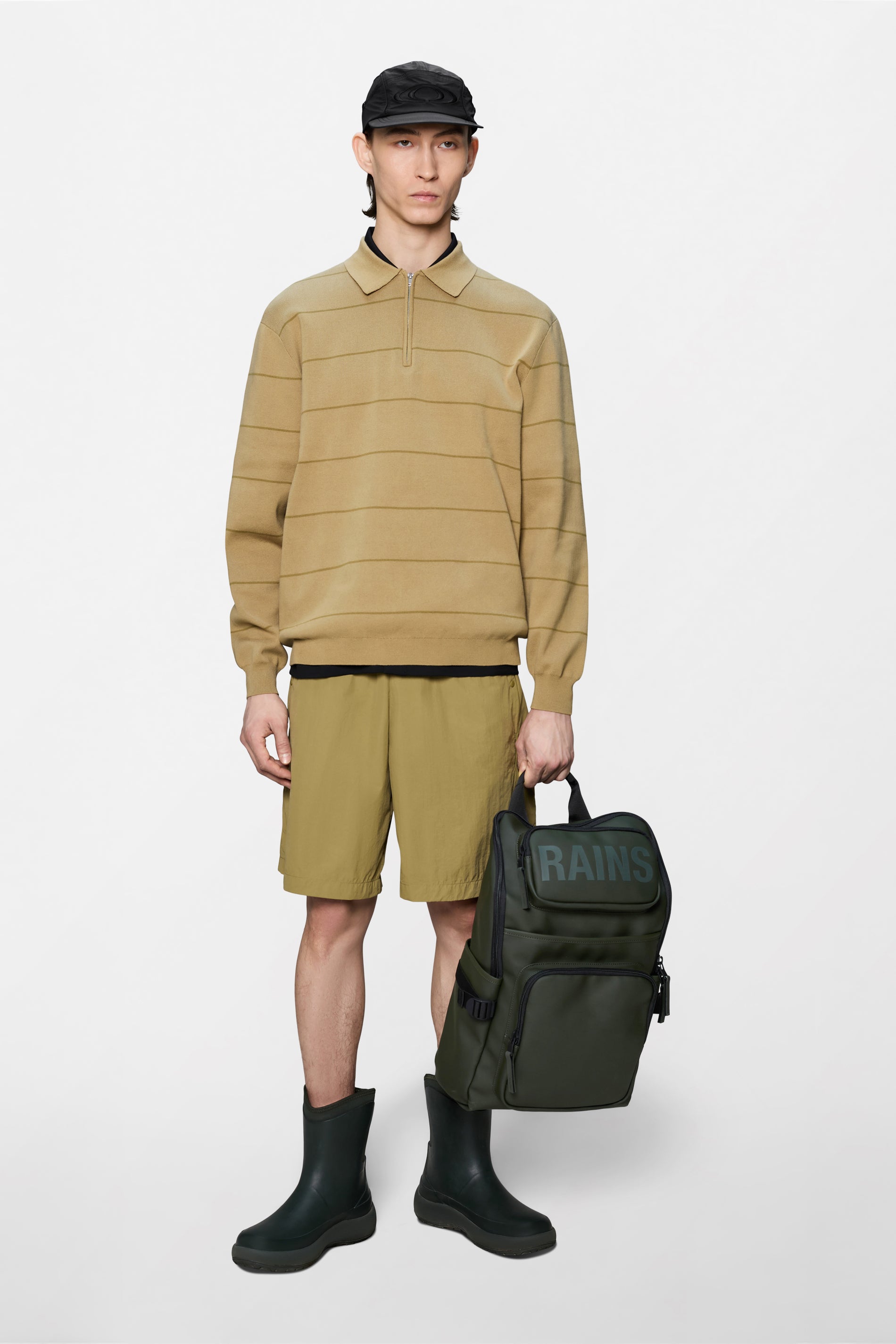Striped Knit Long Sleeve Polo